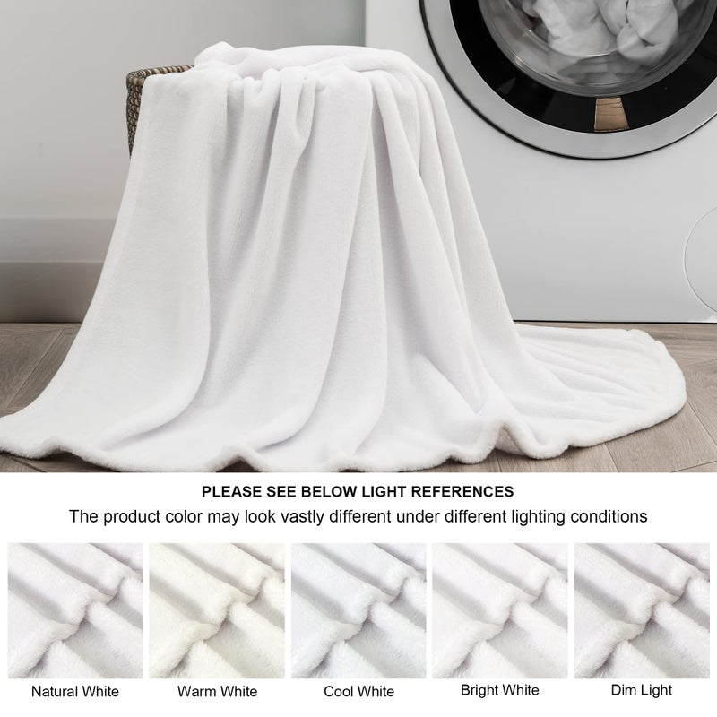 BEDELITE Fleece Blanket Twin Size White Throw Blanket for Couch & Bed, Luxury Plush Cozy Fuzzy Blanket 60x80 inches, Super Soft Warm Lightweight Throw Blanket for Travel Camping - Image 3